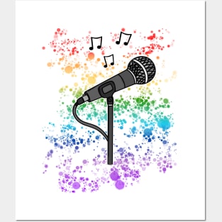 Microphone Singer Rainbow Colours Singing Teacher Vocalist Musician Posters and Art